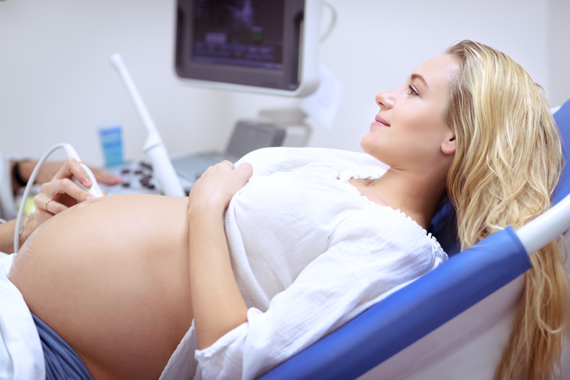 Pregnant woman on ultrasound